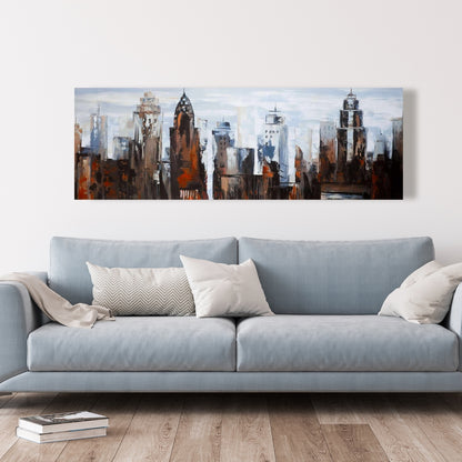 Gray Day in the City Canvas | Contemporary Bedroom Decor