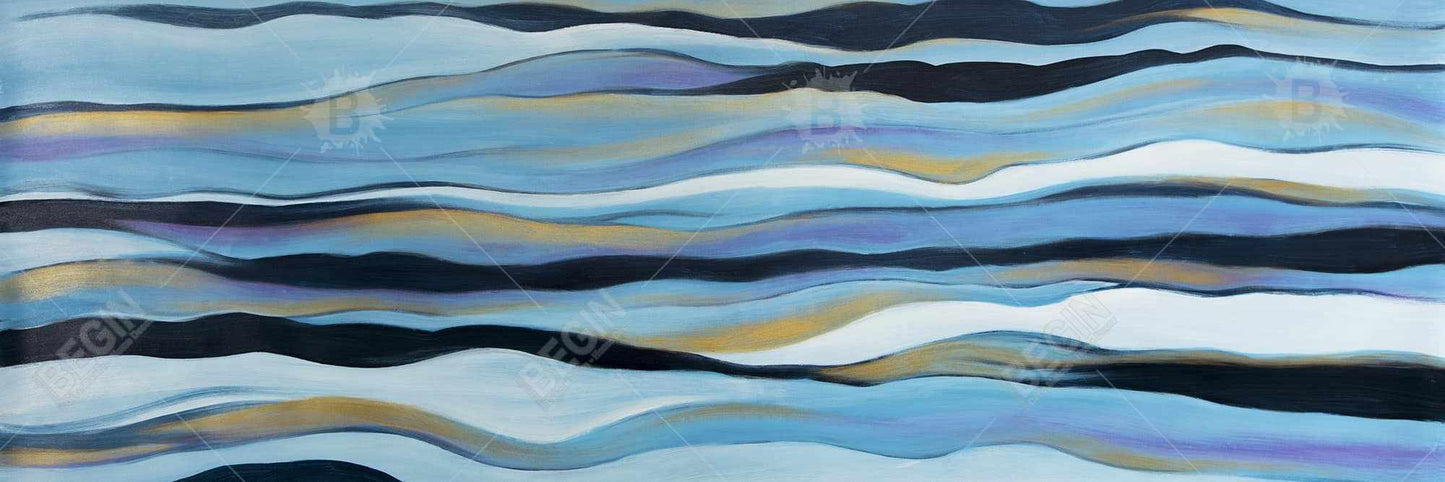 Blue Sweep Framed Canvas | Contemporary Bathroom Decor Art