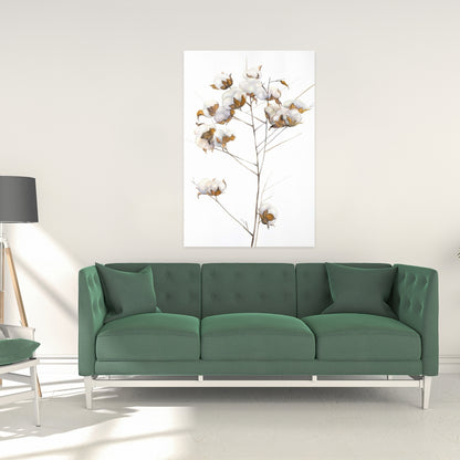 Botanical Scandinavian Canvas | Cotton Flowers Branch Decor