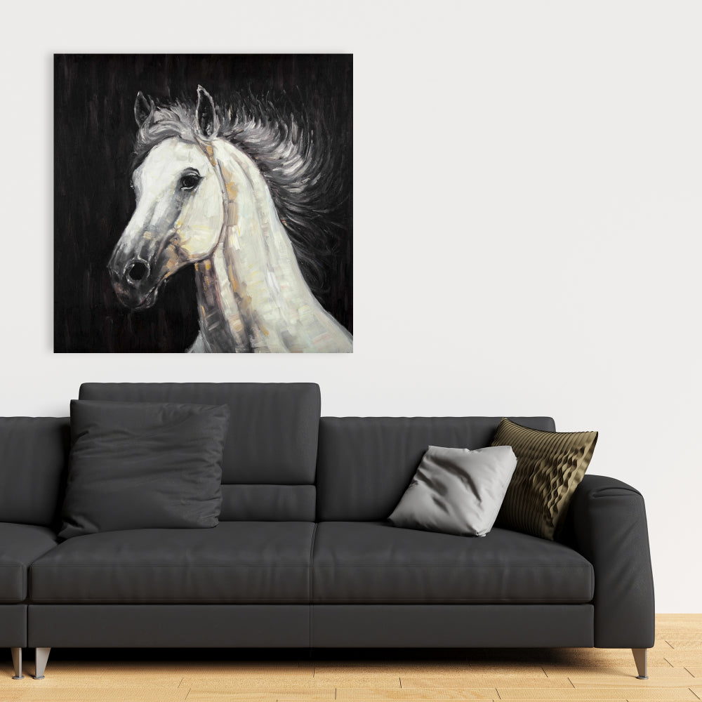 White Star Horse Canvas | Rustic Animal Art for Living Room