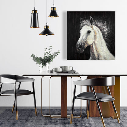White Star Horse Canvas | Rustic Animal Art for Living Room