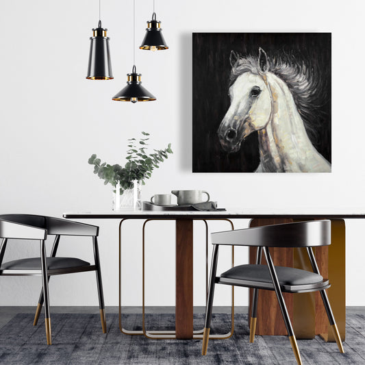 White Star Horse Canvas | Rustic Animal Art for Living Room