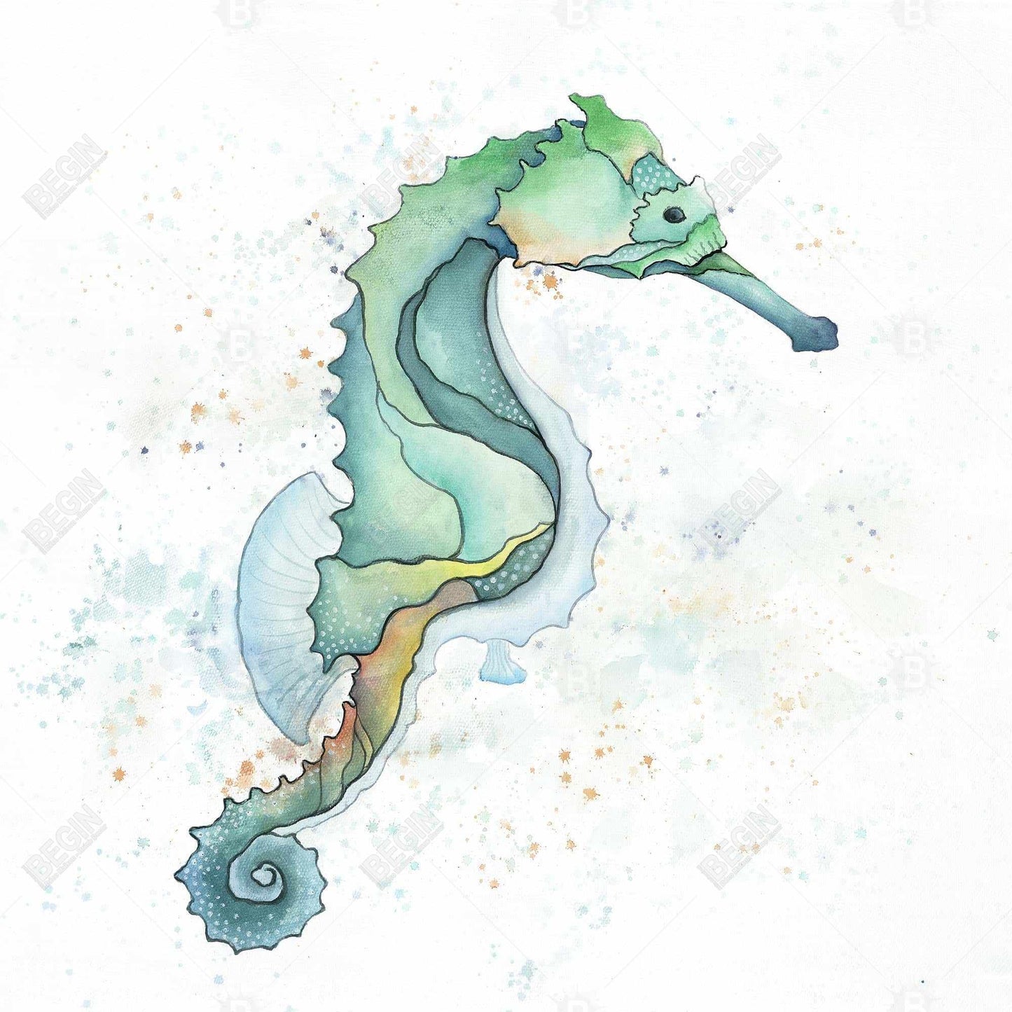 Turquoise Sea Horse Canvas | Aquatic Animal Home Decor