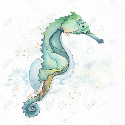 Turquoise Sea Horse Canvas | Aquatic Animal Home Decor
