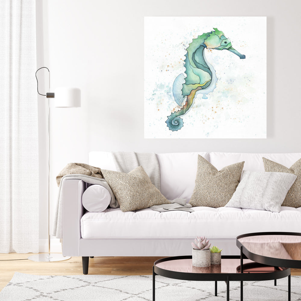 Turquoise Sea Horse Canvas | Aquatic Animal Home Decor