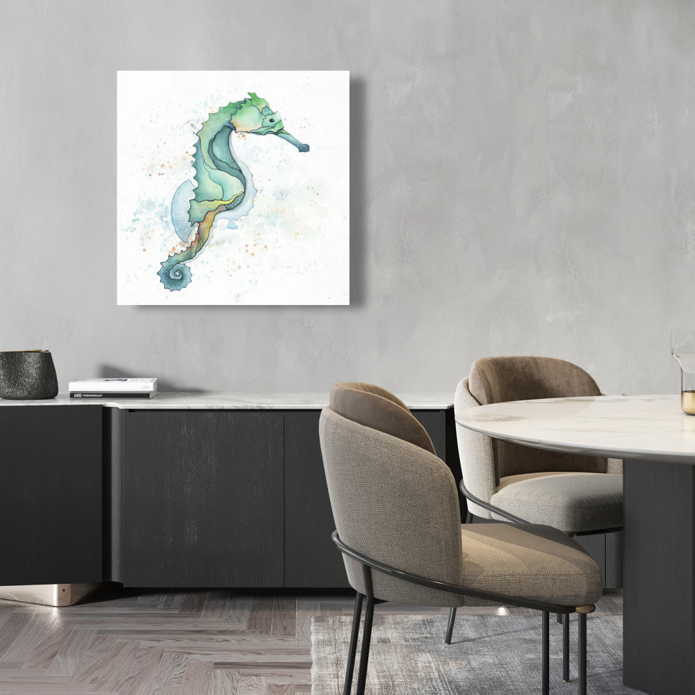 Turquoise Sea Horse Canvas | Aquatic Animal Home Decor