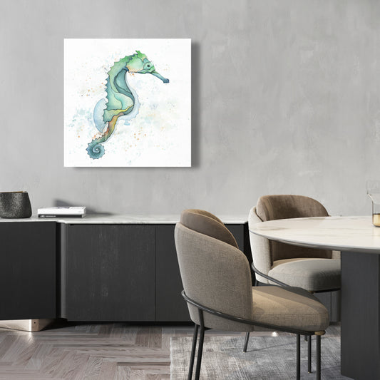 Turquoise Sea Horse Canvas | Aquatic Animal Home Decor