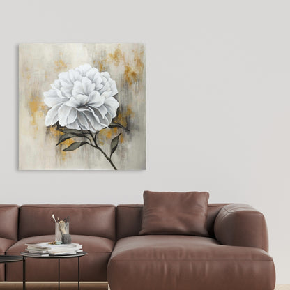 Toile Pivoine blanche | Décoration murale florale rustique pour salon