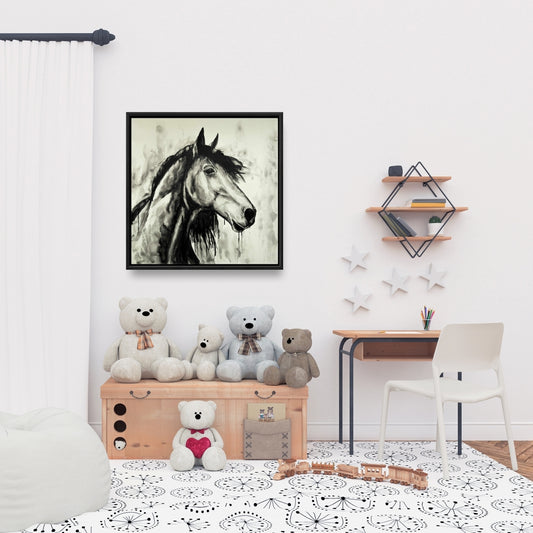 Spirit Horse Rustic Beige Animal Canvas | Home Decor Art