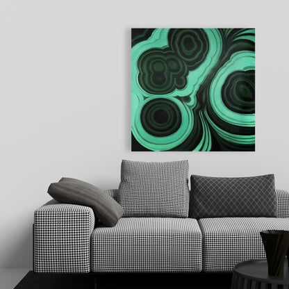 Retro Bedroom Shapes Canvas | Malachite Stone Home Decor