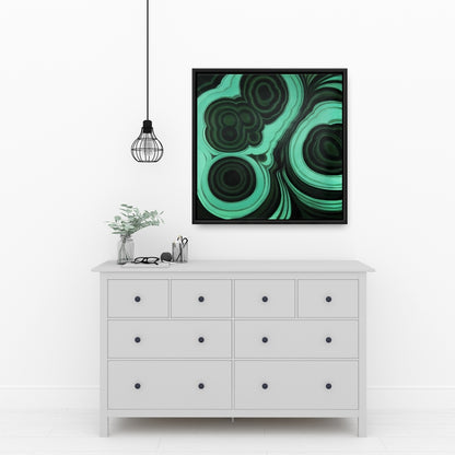 Malachite Stone Green Abstract Canvas - Bedroom Decor Framed