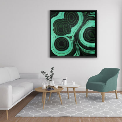 Malachite Stone Green Abstract Canvas - Bedroom Decor Framed