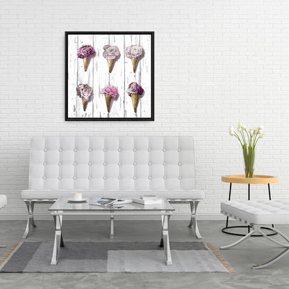 Peony Cones Romantic Pink Framed Canvas | Home Decor Art