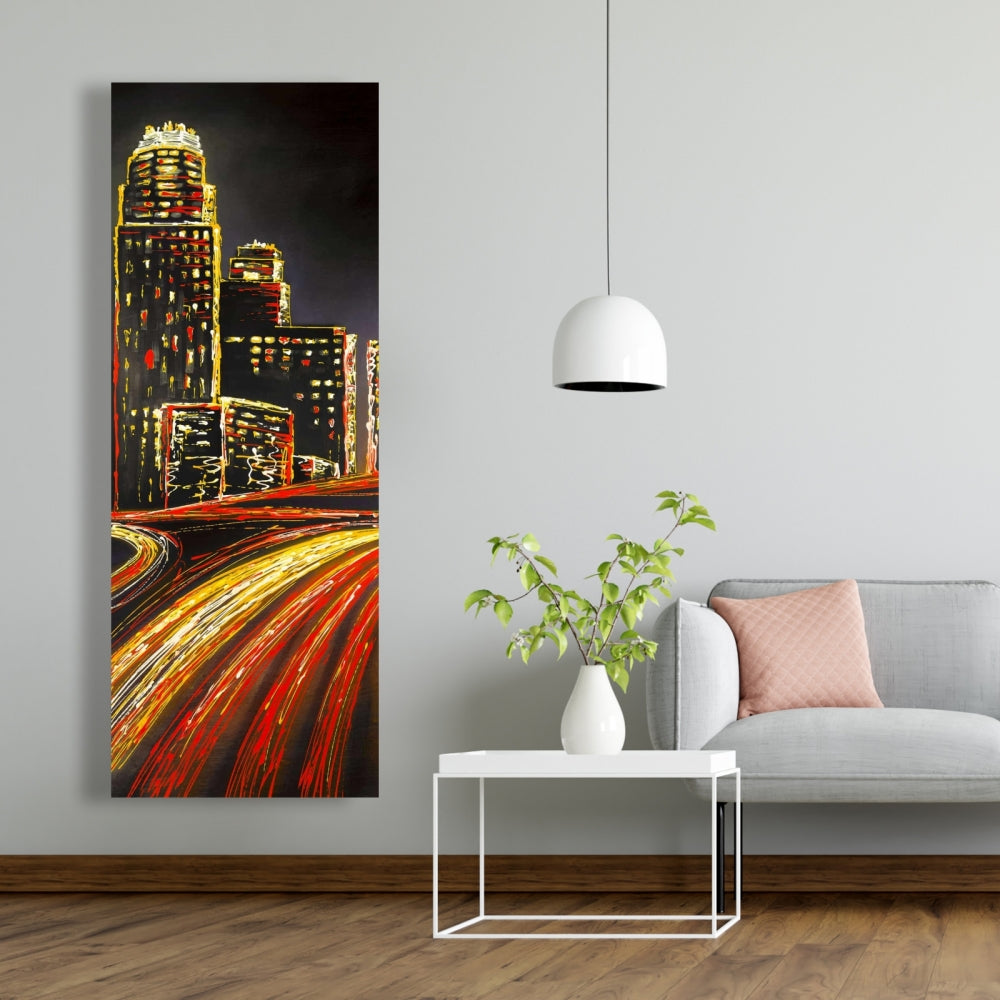 Yellow Bedroom Canvas | Lively City by Night - Home Decor