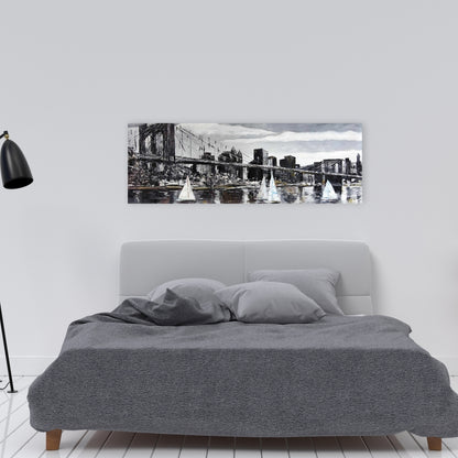 Brooklyn Bridge Sailboats Canvas | Living Room Wall Art Decor