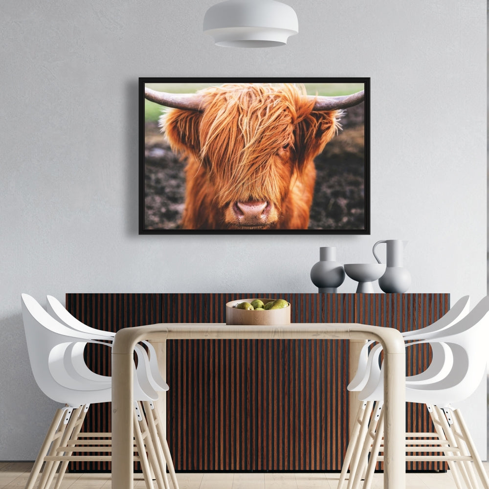 Toile représentant une vache des Highlands | Décoration de chambre avec animaux de la ferme
