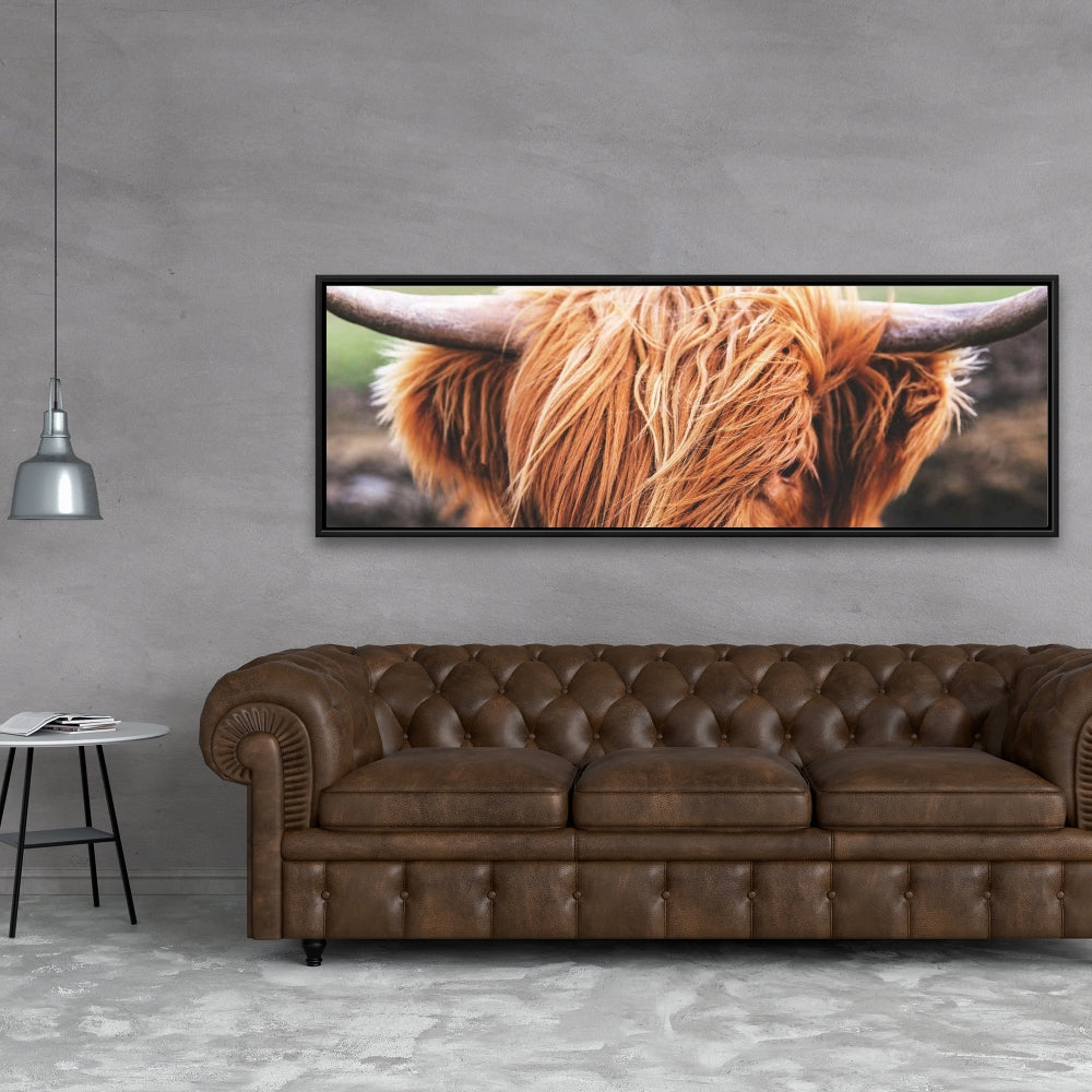 Toile représentant une vache des Highlands | Décoration de chambre avec animaux de la ferme
