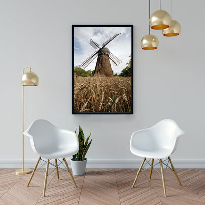 Rustic Windmill Framed Canvas - Bedroom Wall Decor Art