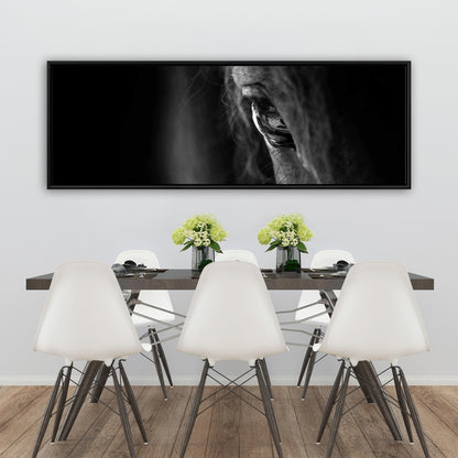 Black Horse Framed Canvas | Farm Animal Living Room Decor