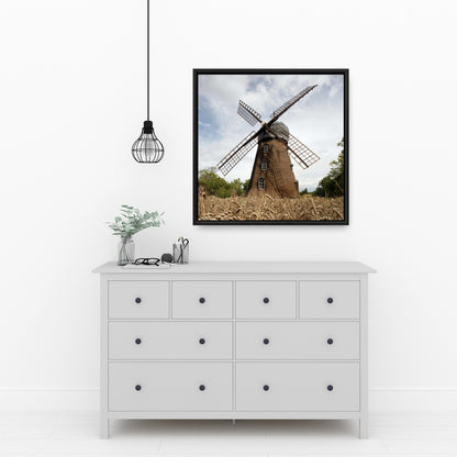 Rustic Windmill Framed Canvas - Bedroom Wall Decor Art