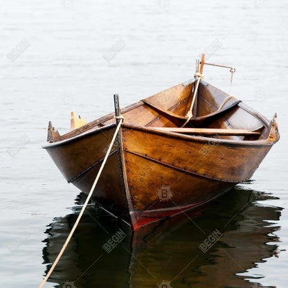 Rowboat on Calm Water | Marine Coastal White Canvas Decor