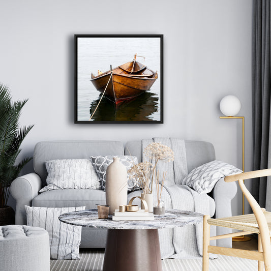 Rowboat on Calm Water Canvas | Coastal Marine Home Decor