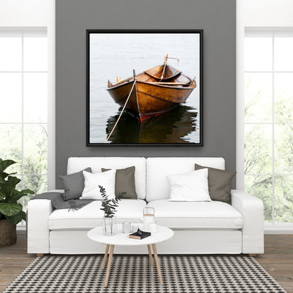 Rowboat on Calm Water Canvas | Coastal Marine Home Decor