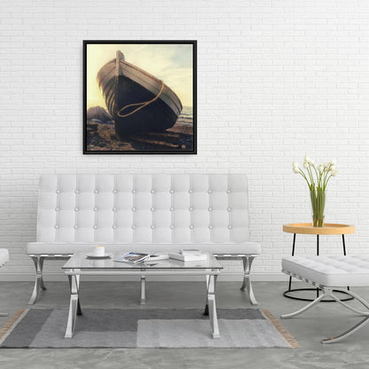 Rowboat at Water's Edge Canvas - Coastal Bedroom Wall Art