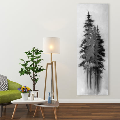 Contemporary Trees White Canvas | Black & Grey Tree Silhouettes
