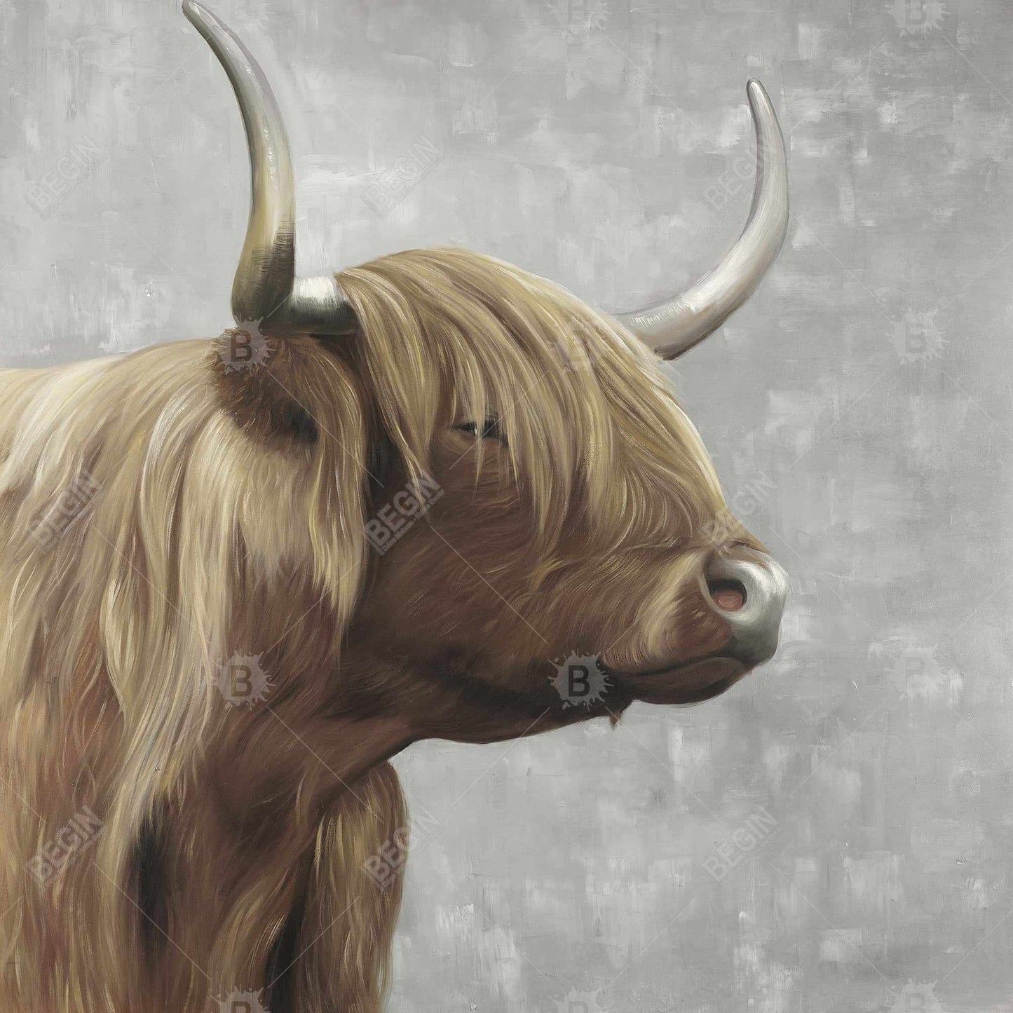 Desaturated Highland Cattle Canvas | Home Decor Wall Art