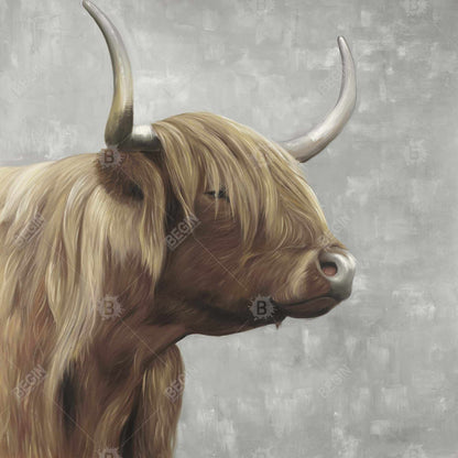 Desaturated Highland Cattle Canvas | Home Decor Wall Art