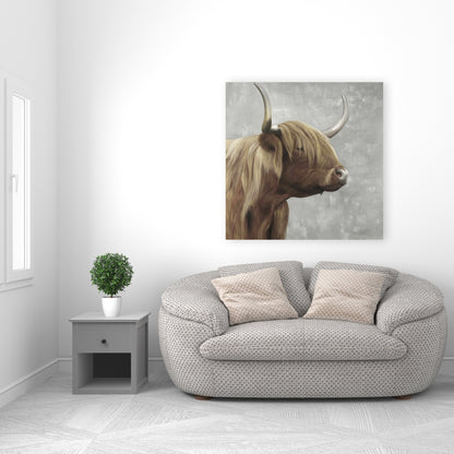 Desaturated Highland Cattle Canvas | Home Decor Wall Art