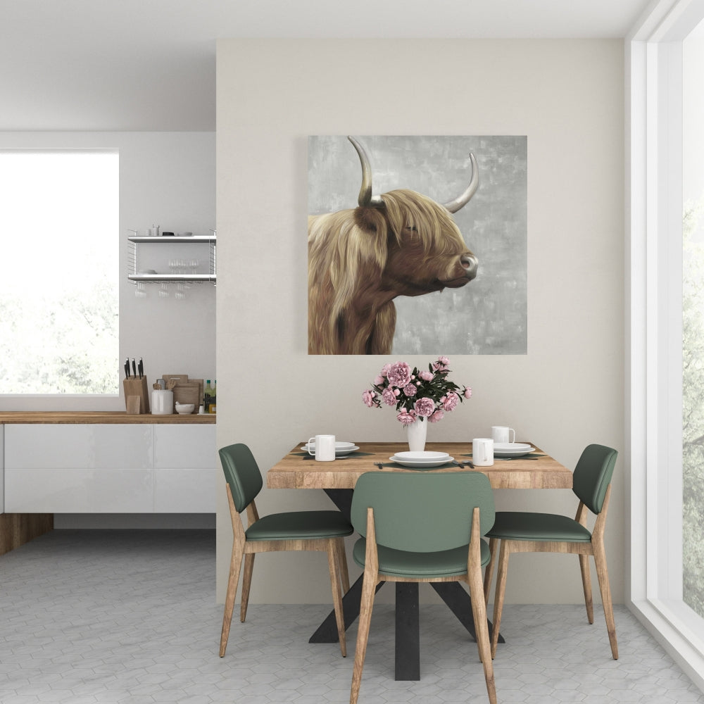 Desaturated Highland Cattle Canvas | Home Decor Wall Art