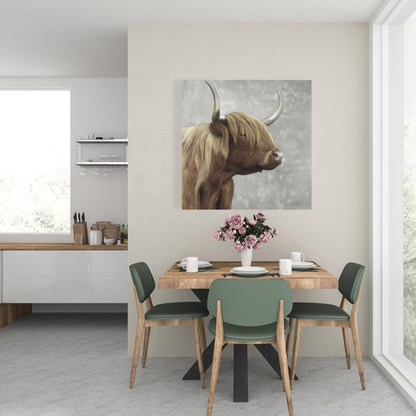 Desaturated Highland Cattle Canvas | Home Decor Wall Art