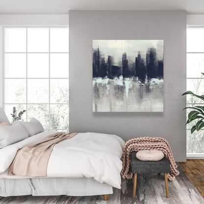 Dark City Blue Canvas | Urban Shapes Wall Art Home Decor