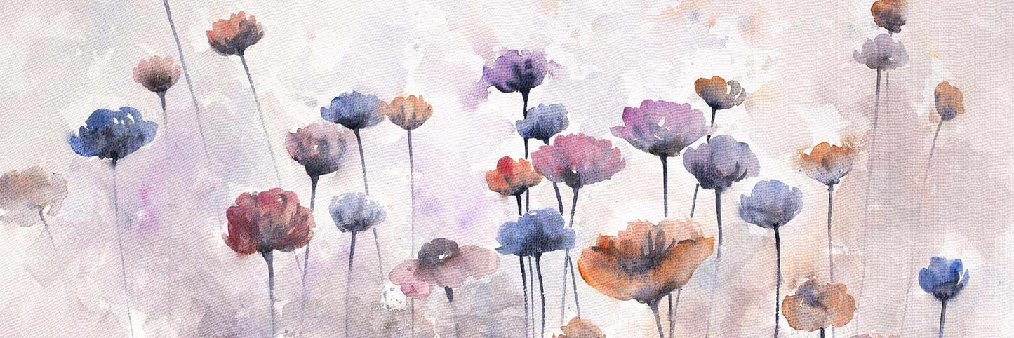 Toile « Petites fleurs sauvages » | Décoration murale violette pour chambre