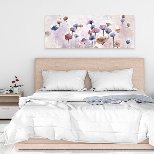 Small Wildflowers Canvas | Purple Bedroom Wall Art Decor