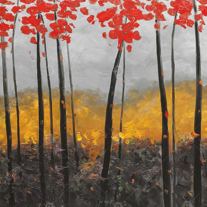 Abstract Autumn Trees | Contemporary Landscapes Framed Canvas
