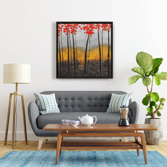 Abstract Autumn Trees | Contemporary Landscapes Framed Canvas