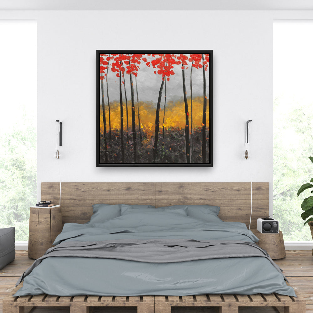 Abstract Autumn Trees | Contemporary Landscapes Framed Canvas