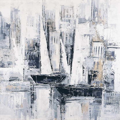 Industrial Sailboats Canvas | Contemporary Coastal Decor