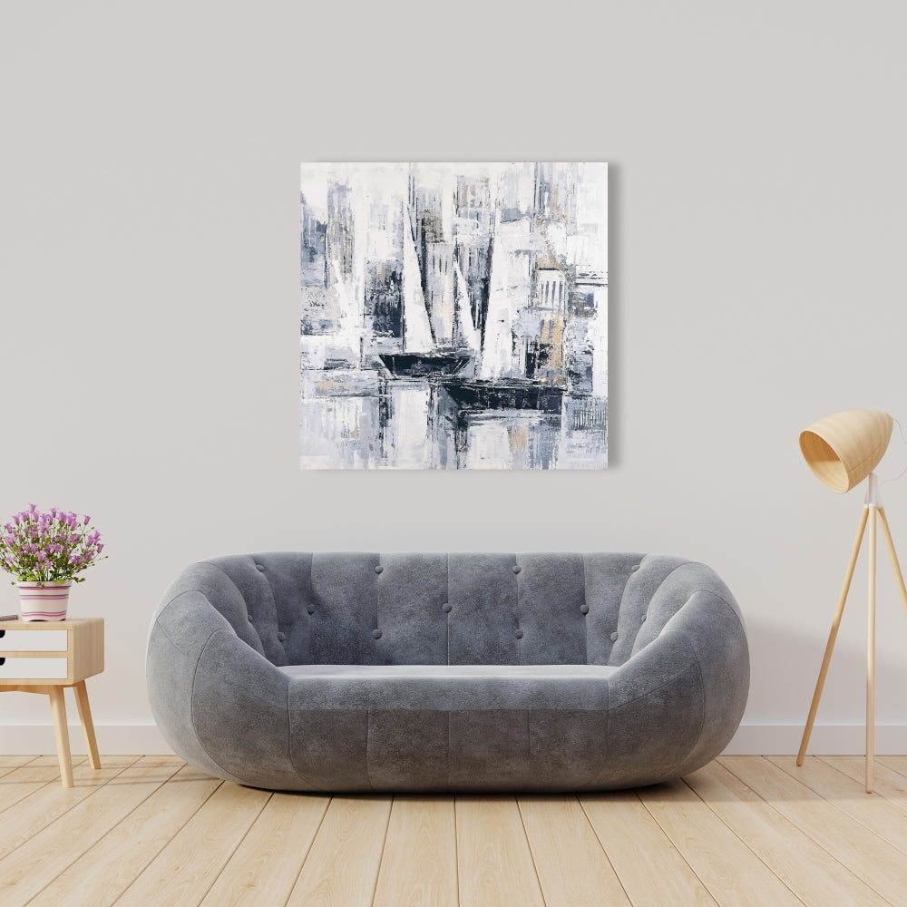 Industrial Sailboats Canvas | Contemporary Coastal Decor