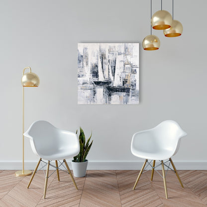 Industrial Sailboats Canvas | Contemporary Coastal Decor