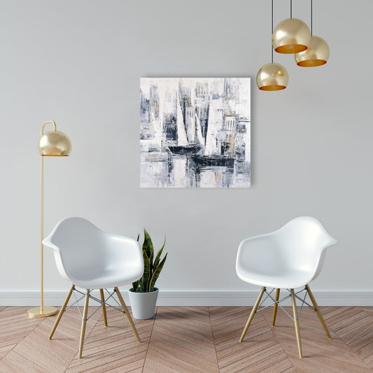 Industrial Sailboats Canvas | Contemporary Coastal Decor