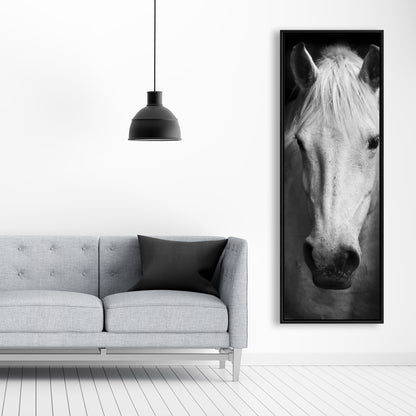 Toile encadrée Cheval monochrome | Décor animaux de la ferme blancs