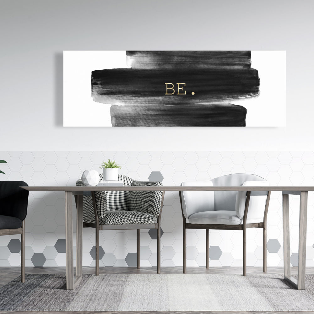 White Livingroom Motivational Canvas - Be. Home Decor Quote