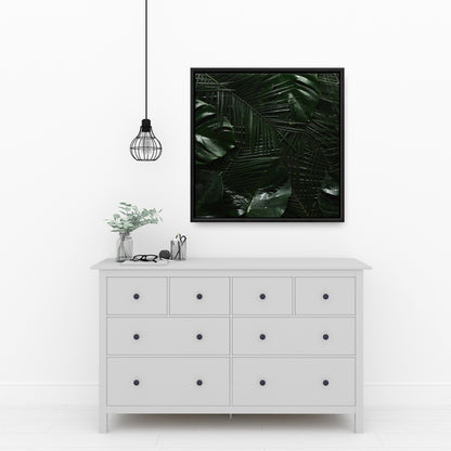 Toile Jungle tropicale | Décoration murale exotique avec feuilles vertes