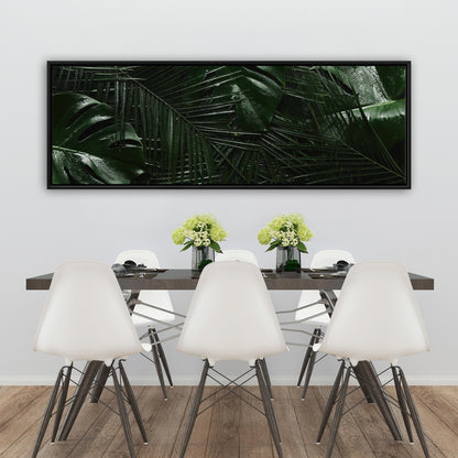 Toile Jungle tropicale | Décoration murale exotique avec feuilles vertes