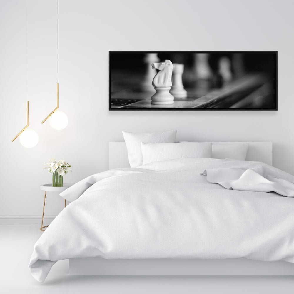 Toile encadrée « Jeux d'échecs monochromes » | Décoration murale pour chambre