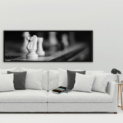 Toile encadrée « Jeux d'échecs monochromes » | Décoration murale pour chambre